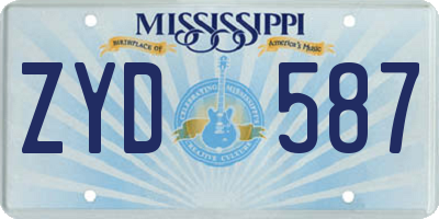 MS license plate ZYD587