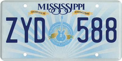 MS license plate ZYD588