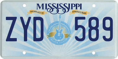 MS license plate ZYD589