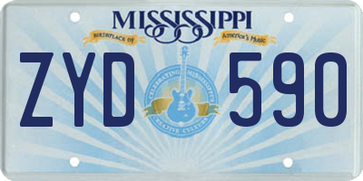 MS license plate ZYD590