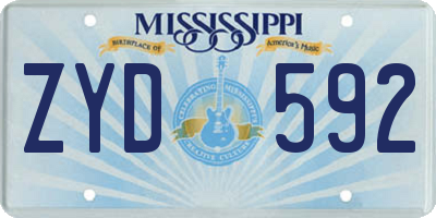 MS license plate ZYD592