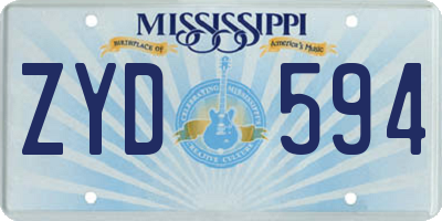 MS license plate ZYD594