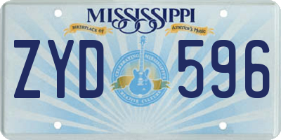 MS license plate ZYD596