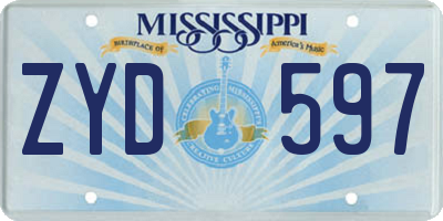 MS license plate ZYD597