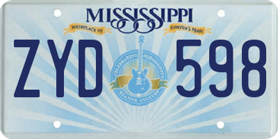 MS license plate ZYD598
