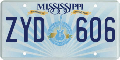 MS license plate ZYD606