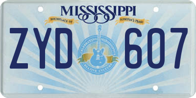 MS license plate ZYD607