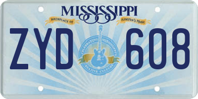 MS license plate ZYD608