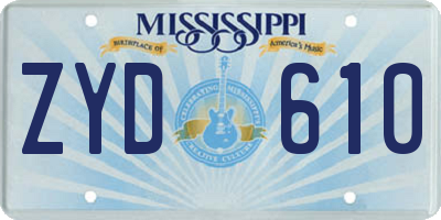 MS license plate ZYD610