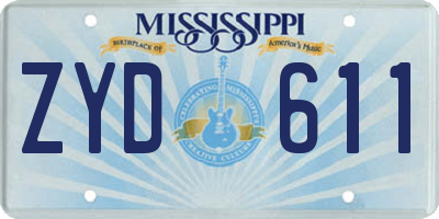 MS license plate ZYD611