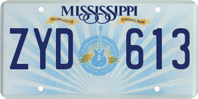 MS license plate ZYD613
