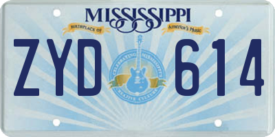 MS license plate ZYD614