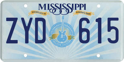 MS license plate ZYD615