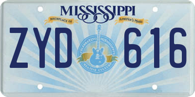 MS license plate ZYD616