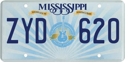 MS license plate ZYD620