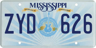 MS license plate ZYD626