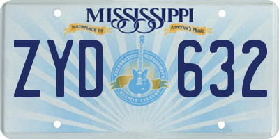 MS license plate ZYD632