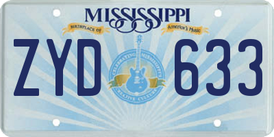MS license plate ZYD633