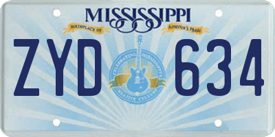 MS license plate ZYD634