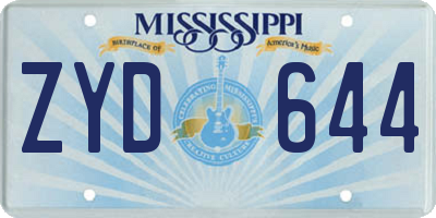 MS license plate ZYD644
