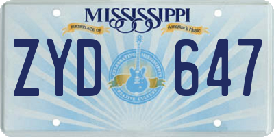 MS license plate ZYD647