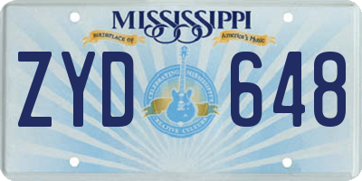 MS license plate ZYD648