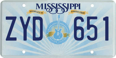 MS license plate ZYD651