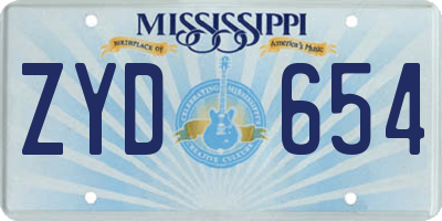 MS license plate ZYD654