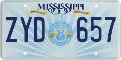 MS license plate ZYD657
