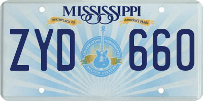 MS license plate ZYD660