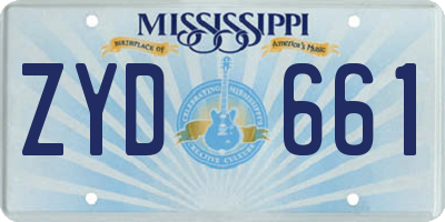 MS license plate ZYD661