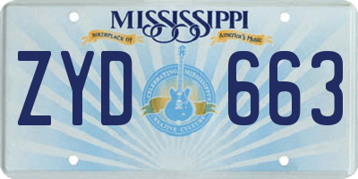 MS license plate ZYD663