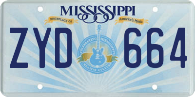 MS license plate ZYD664