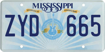 MS license plate ZYD665