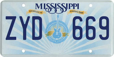 MS license plate ZYD669