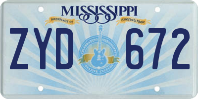 MS license plate ZYD672