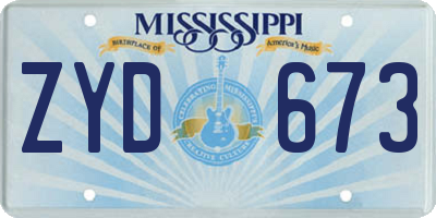 MS license plate ZYD673