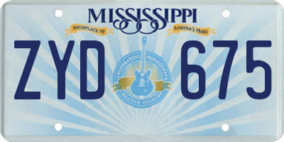 MS license plate ZYD675