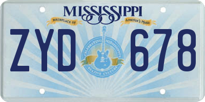 MS license plate ZYD678