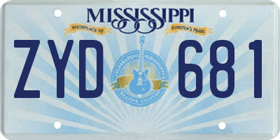 MS license plate ZYD681