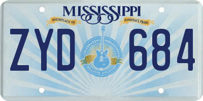 MS license plate ZYD684