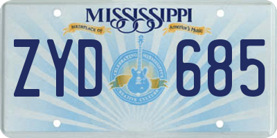 MS license plate ZYD685