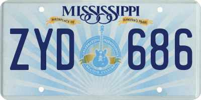 MS license plate ZYD686