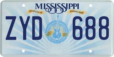 MS license plate ZYD688