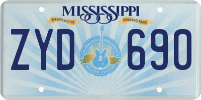 MS license plate ZYD690