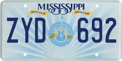 MS license plate ZYD692