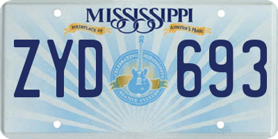 MS license plate ZYD693