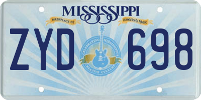 MS license plate ZYD698