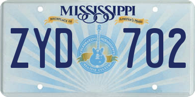 MS license plate ZYD702