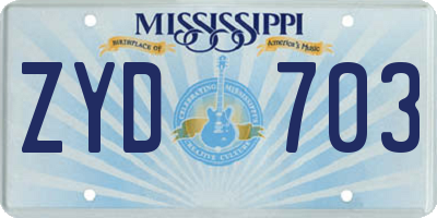 MS license plate ZYD703
